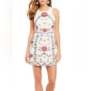 Gianni Bini White Dress with Floral Embroidery